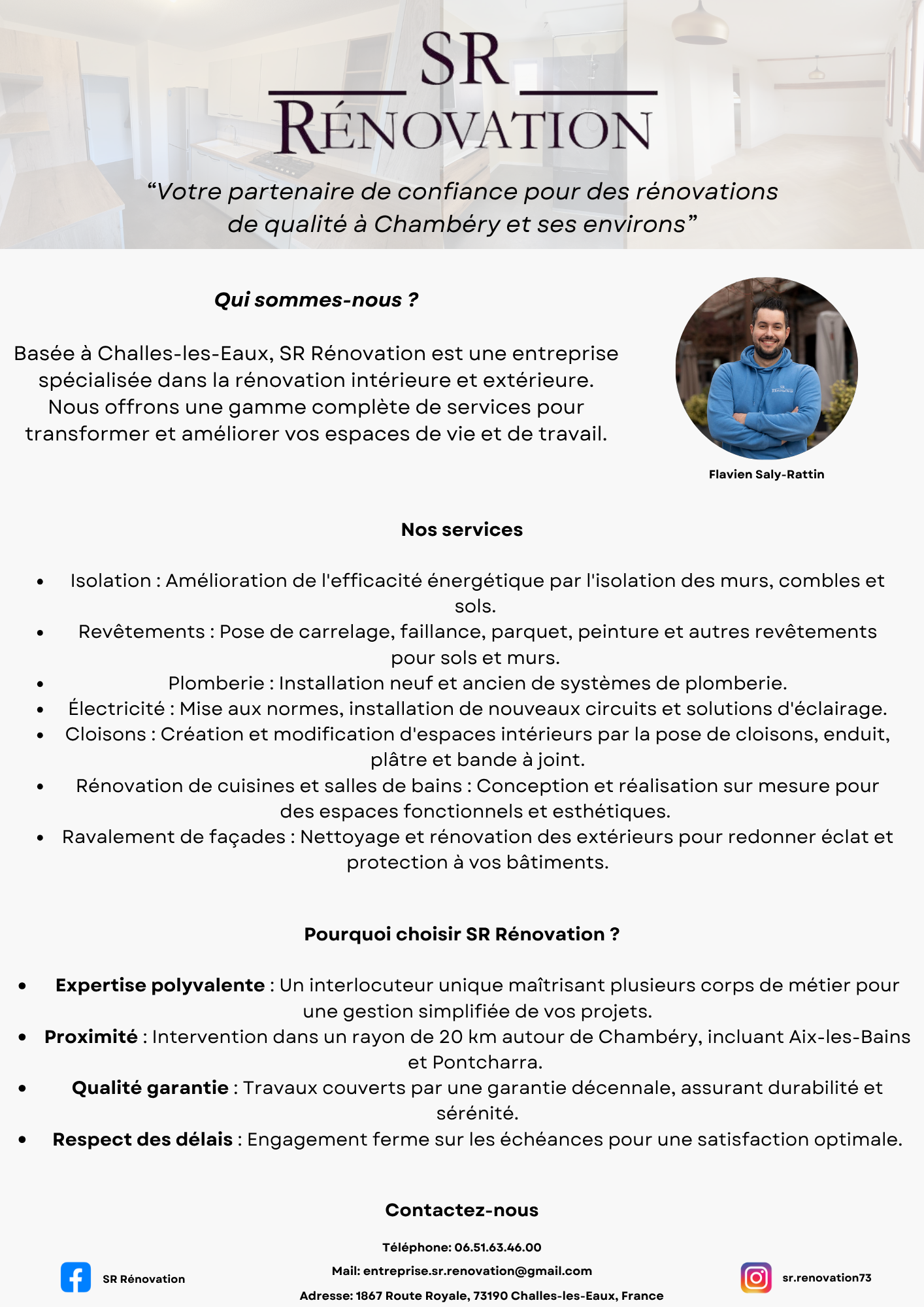 Fiche de présentation pour SR Rénovation